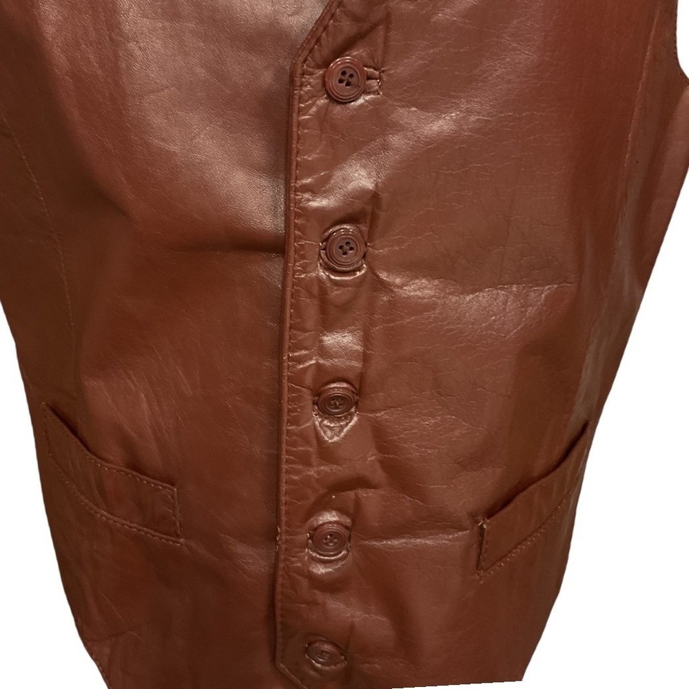 VTG Berman's Men's Leather Button Front Cowboy Western Rodeo Ranch Vest Brown 40 - Picture 3 of 12